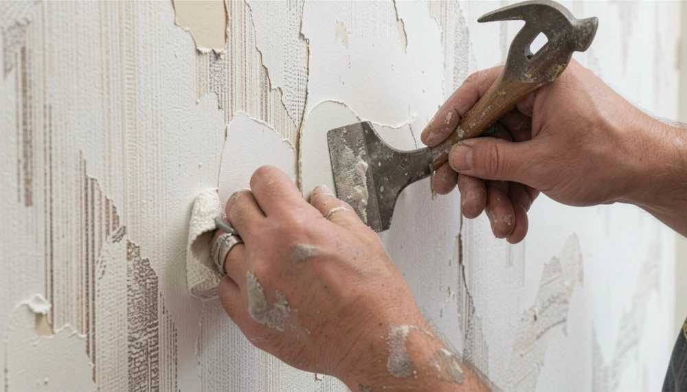 Installer repairing a damaged wallpaper seam